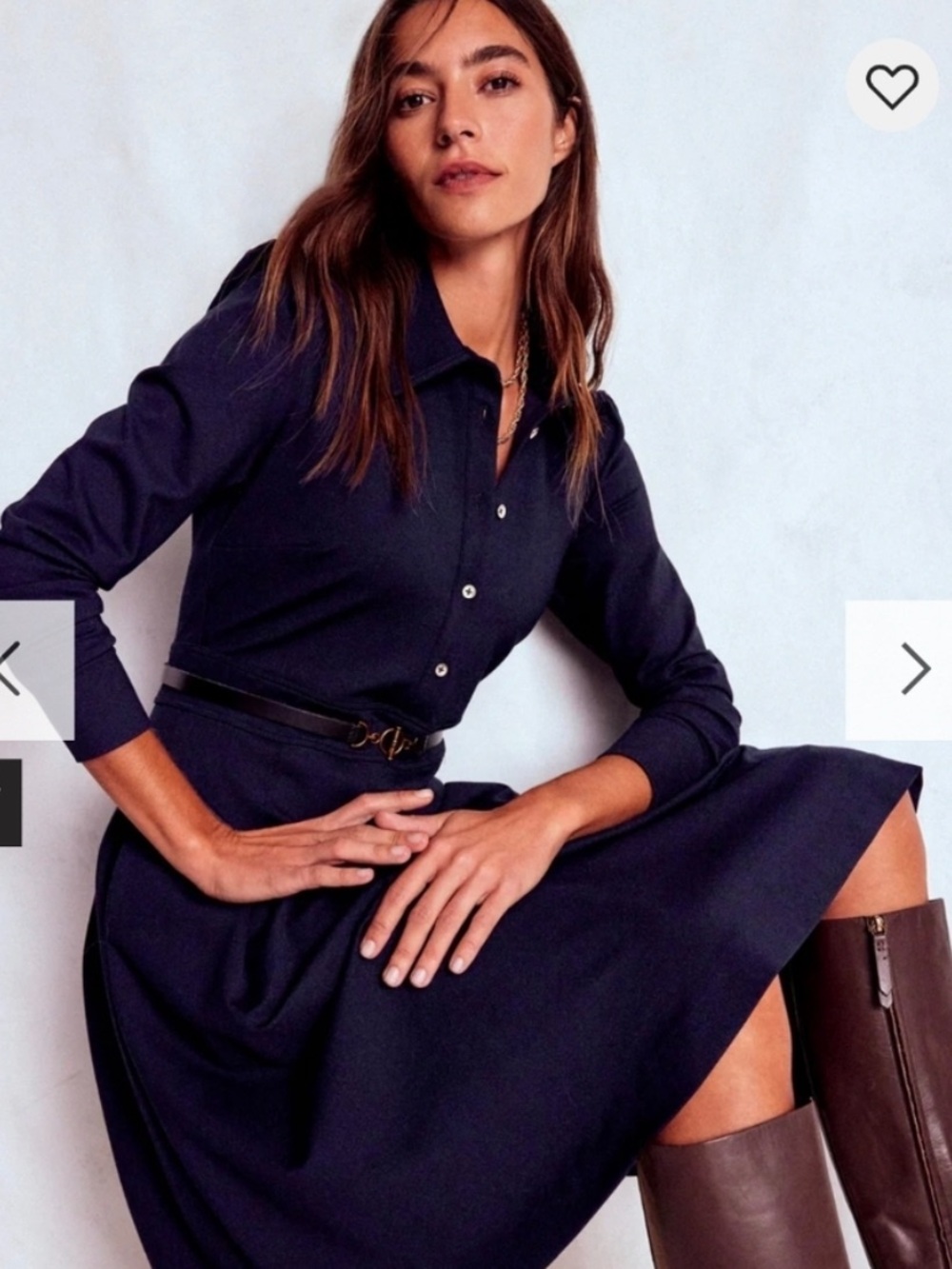 Boden Navy Long-Sleeve Shirt Dress U.S. 12 NWT